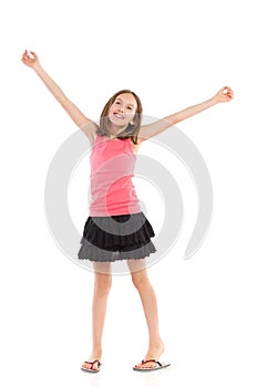 Happy girl with arms outstretched