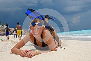 Happy girl at the beach