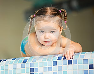 Happy Girl Child Baby In Swimming Pool