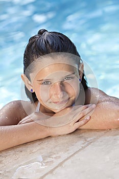 Happy Girl Child In Swimming Pool