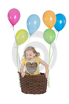 Happy girl with colorful balloons