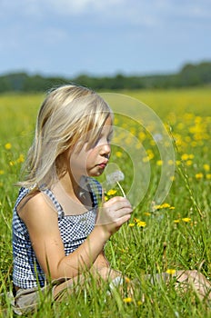 Happy girl with dandilion