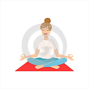 Happy Girl Doing Yoga Asana In Fitness Class, Part Of Women Different Lifestyles Collection