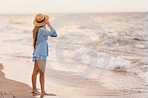 Happy girl enjoy summer vacation on the beach