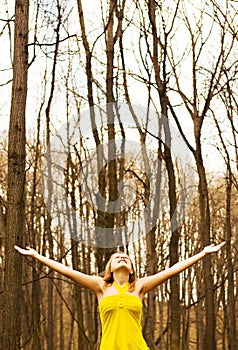 Happy girl enjoying nature