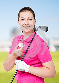 happy girl fan of playing golf, portrait