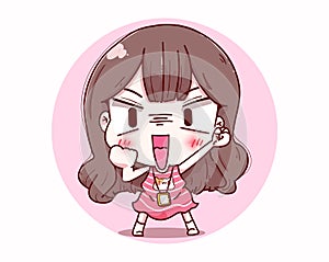 Happy girl greetings and smile character design