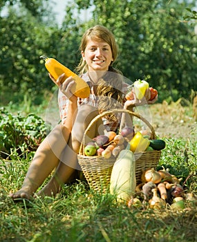 Happy girl with harvest