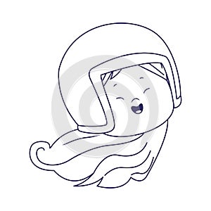 Happy girl with helmet icon over white background