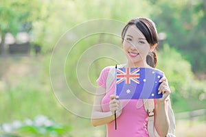 Happy girl hold australian flag