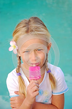 Happy girl with ice lolly