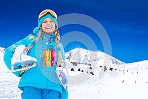 Happy girl with ice-skates