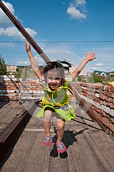 Happy girl jumping