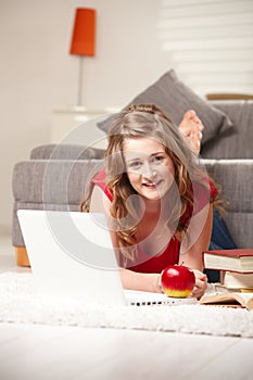 Happy girl with laptop