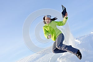 Happy girl with laptop