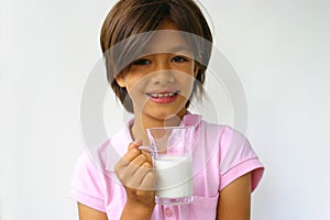 Happy girl with milk