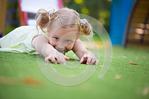 Happy girl play at playground