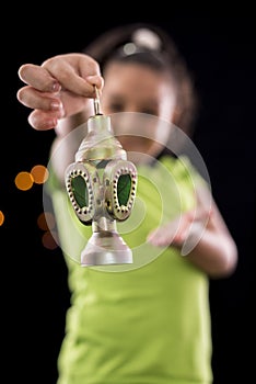 Happy Girl with Ramadan Lantern