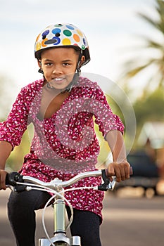 Happy Girl Riding Bike