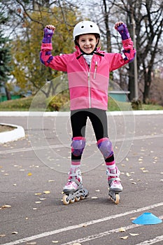 happy girl on roller skates