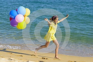 Happy Girl Running on Beach