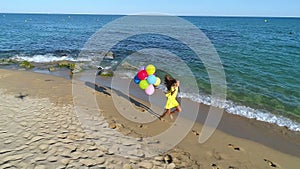 Happy Girl Running on Beach