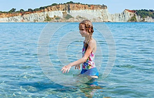 Happy girl in sea