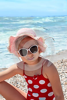 Happy girl at sea beach