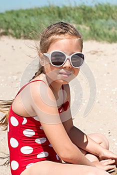 Happy girl at sea beach