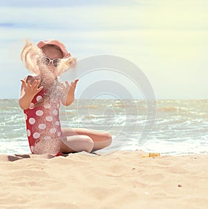 Happy girl at sea beach