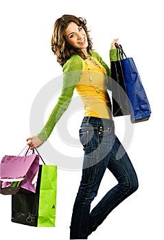 Happy girl with shoppingbag photo