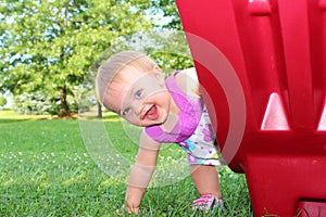 Happy Girl at Slide