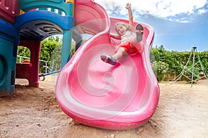 Happy Girl on Slide