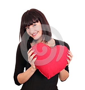 Happy girl with valentine heart