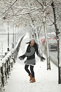 Happy girl in winter season