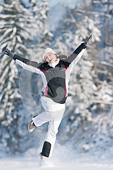 Happy girl in Winter snow