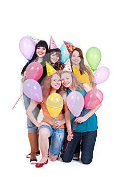 Happy girls with balloons