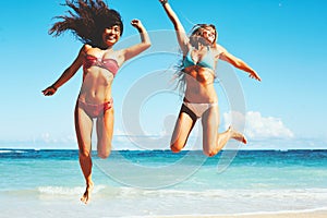 Happy Girls at the Beach