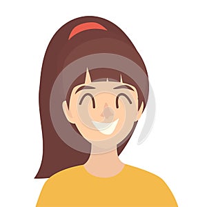 Happy girls icon vector. Young woman icon illustration. Face of people icon flat cartoon style
