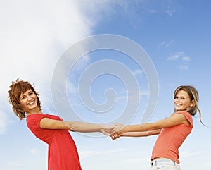 Happy girls outdoors