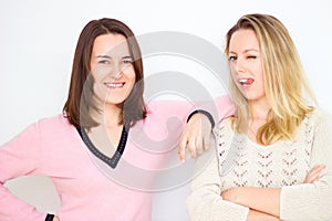 Happy girls young women hiking portrait of smiling friends having fun together