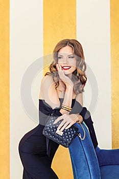 Happy glamorous woman fashion portrait