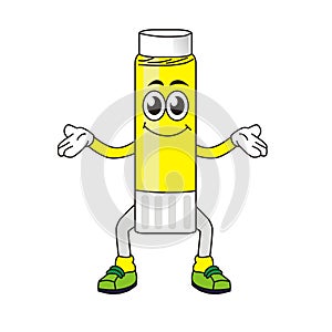 Happy glue stick cartoon with a white background