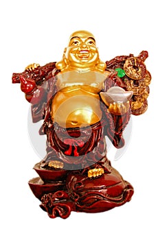 Happy Golden Laughing Buddha figurine photo
