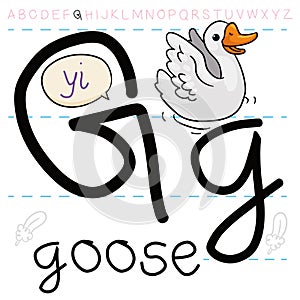 Happy Goose Representing the Letter G of the Alphabet, Vector Illustration