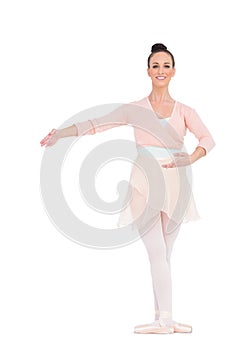 Happy gorgeous ballerina posing for camera