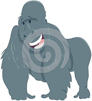 Happy gorilla ape animal cartoon character