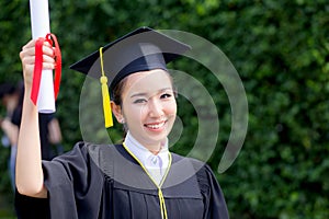 Happy graduated student girl, congratulations - graduate education success