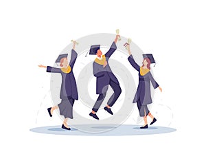 Happy graduated students concept illustration