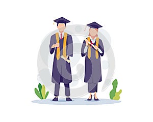 Happy graduated students concept illustration